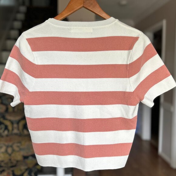 NWOT Altar'd State Payton Coral and White Striped Cropped Knit Sweater Top Sz XL - Picture 3 of 8